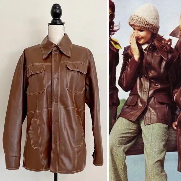 Vintage 70s Faux Leather Jacket - Picture 3 of 10